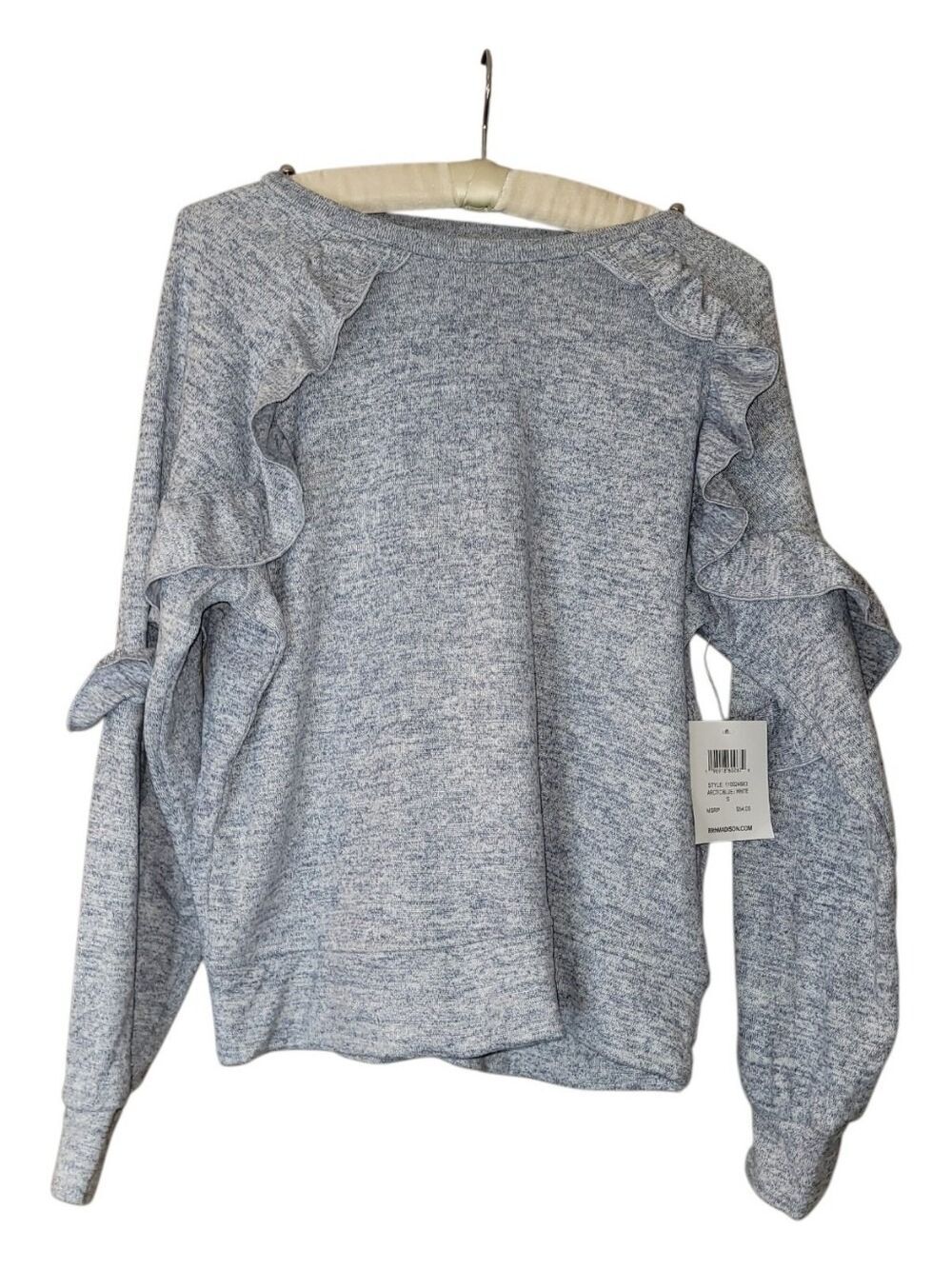 NWT 89th & Madison Gray Sweatshirt With Ruffle Cozy S